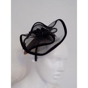 Scala Collezione headband fascinator hat black netting velvet NWT